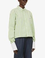Thumbnail for your product : 1/Off Upcycled striped cotton-poplin shirt