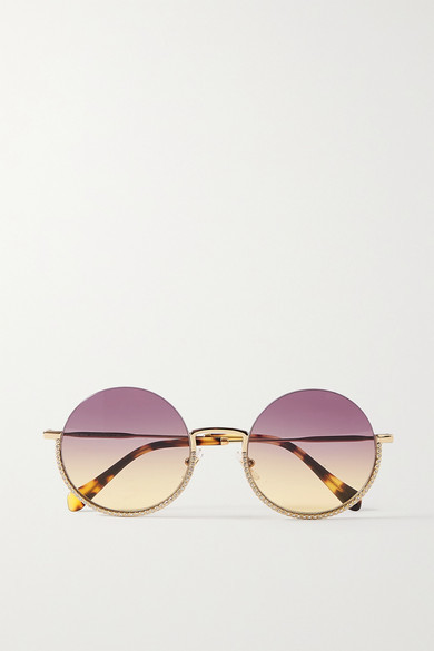 Miu Miu Eyewear - Round-frame Crystal-embellished Gold-tone And  Tortoiseshell Acetate Sunglasses - Pink - ShopStyle