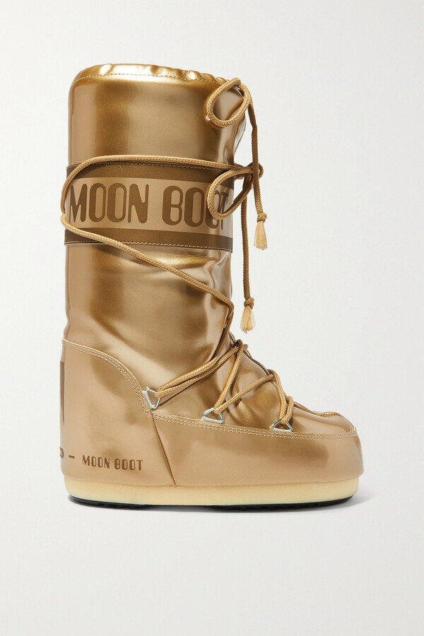 Moon Boot Glance Metallic Shell And Rubber Snow Boots - Gold - ShopStyle