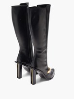 Thumbnail for your product : Alexander McQueen Point-toe Leather Knee-high Boots - Black