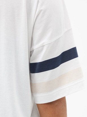 The Upside Carla Oversized Stripe-sleeve Jersey T-shirt - White