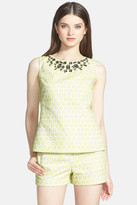 Thumbnail for your product : Halogen Embellished Neck Jacquard Shell