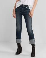 Thumbnail for your product : Express Mid Rise Stretch Cuffed Cropped Skinny Jeans
