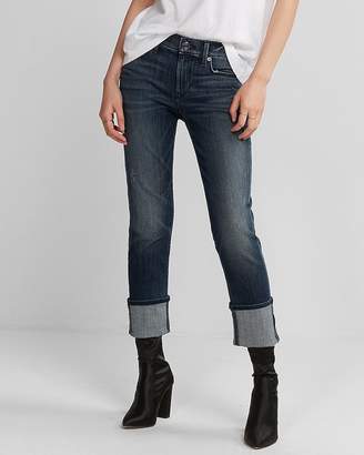 Express Mid Rise Stretch Cuffed Cropped Skinny Jeans