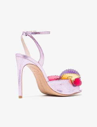 Sophia Webster pink Soleil 100 glitter ruffle leather sandals