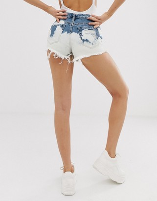 Blank NYC Now Or Never bleached raw hem denim shorts