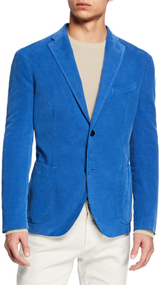 Boglioli Men's Corduroy Two-Button Jacket, Blue