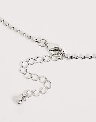 ASOS Design DESIGN necklace with red jewel pendant and ball chain in silver tone
