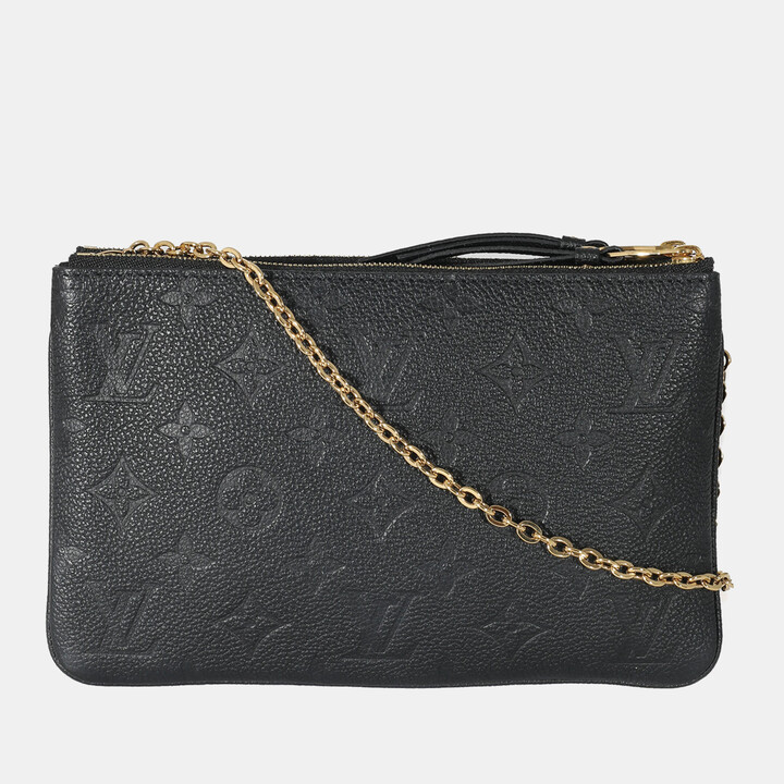 Louis Vuitton Black Monogram Empreinte Double Zip Pochette Clutch on chain  - ShopStyle