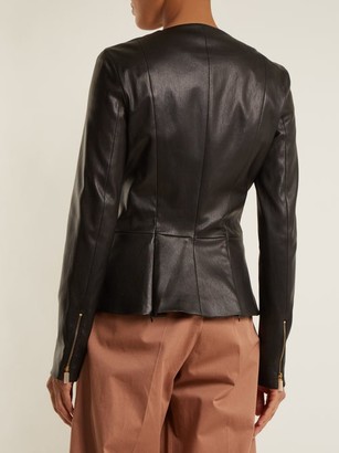 The Row Anaste Collarless Leather Jacket - Black