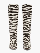 Thumbnail for your product : Isabel Marant Laylis Zebra-print Calf-hair Knee-high Boots - Black/white