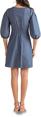 Shoshanna Kiora Chambray Puff-Sleeve Dress