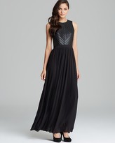 Thumbnail for your product : Cynthia Steffe Sleeveless Faux Leather Top & Pleated Skirt Gown - Florence