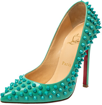 Vandt bur Forbavselse Christian Louboutin Turquoise Blue Patent Leather Pigalle Spikes Pumps Size  36.5 - ShopStyle