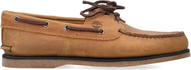 Timberland Wheat Logo Debossed Classic Boat Shoes