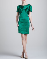 Thumbnail for your product : Zac Posen Hammered Silk Short-Sleeve Dress, Green