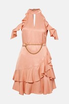 Thumbnail for your product : Karen Millen Linen Mix Cold Shoulder Ruffle Dress