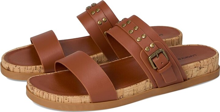 Lucky Brand Dineesa Studded Two Band Flat Sandals Women's Sandals Conger : 7.5 B - Medium, Leather
