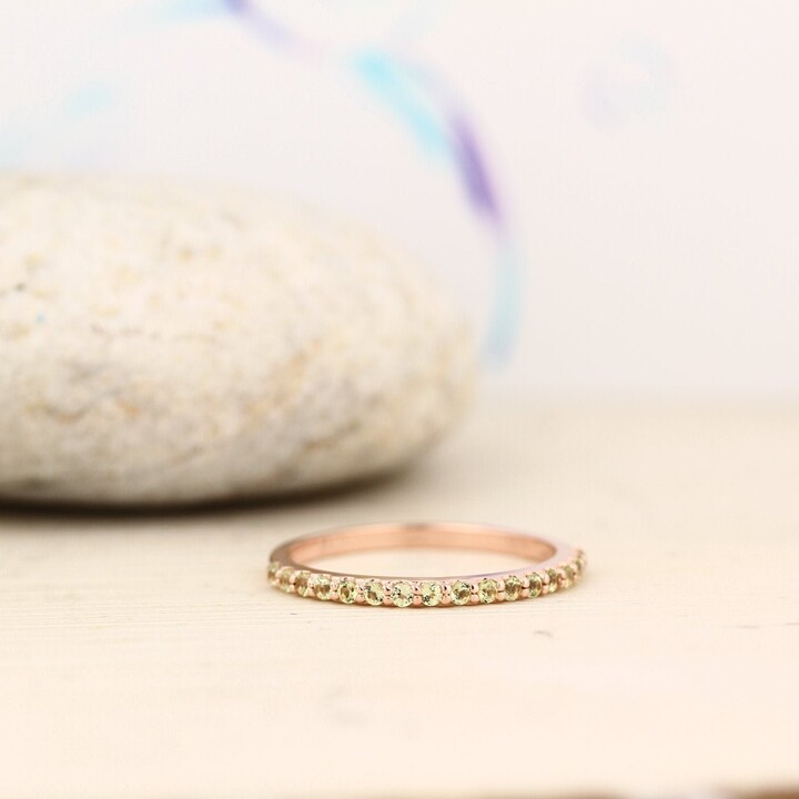 Etsy Natural Gemstone Wedding Band Ring in 14K White Rose Or Yellow Gold Gem1622(Peridot Garnet Citrine Topaz