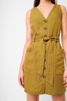 French Connection Yester Linen Button Front Sleeveless Dress