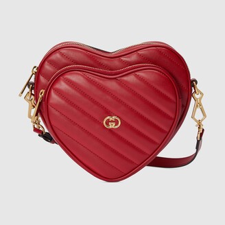 Gucci Girls' Metallic Leather Heart Crossbody Bag, Pink