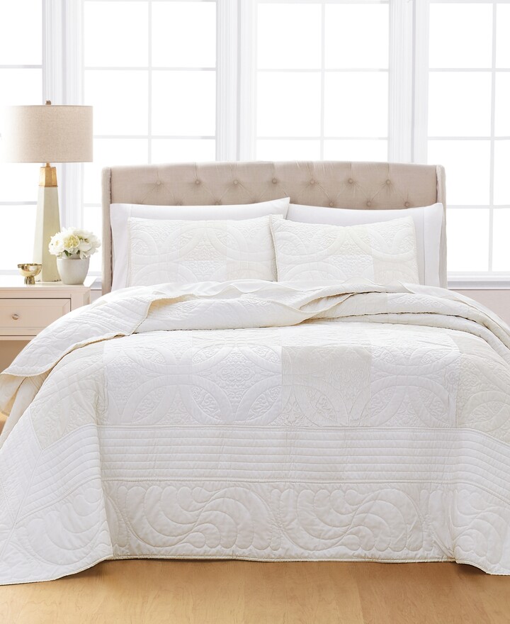 Martha Stewart Collection Wedding Rings 100 Cotton Bedspread, Queen
