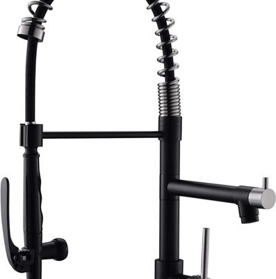 JINGHONGWANGLUO Commercial Kitchen Faucet With Pull Down SprayerFaucet With Deck PlateSingle Handle Single Lever Kitchen Sink Faucet