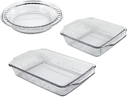 Anchor Hocking 3-piece Glass Embossed Oven-To-Table Bakeware