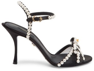 Dolce & Gabbana Faux Pearl & Crystal-Embellished Bow Sandals