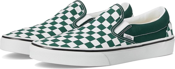 Vans Classic Slip-On Checkerboard Skate Shoes Color Theory Checkerboard Emerald : Men's 11 - Women's 12.5 Medium, Canvas/Leather/Suede