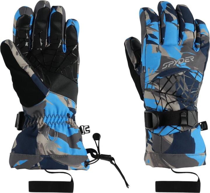 Spyder Boys' Overweb Gloves, Large, Camouflage Aether Blue