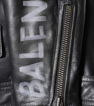 Balenciaga Printed leather biker jacket