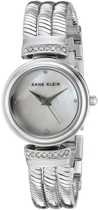Anne Klein Women's AK/2759MPSV Swarovski Crystal Accented Silver-Tone Chain Bracelet Watch