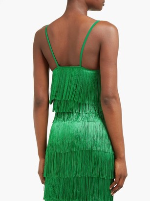 Norma Kamali Tiered-fringe Stretch-jersey Crop Top - Green