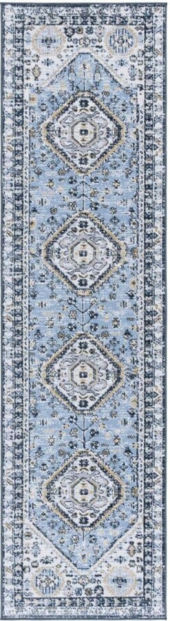 Bayside 2 ft. x 8 ft. Blue/Navy Traditional Medallion Runner Rug