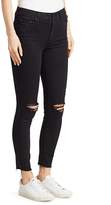 Thumbnail for your product : Mother Looker Ankle Fray Leopard-Back Skinny Jeans