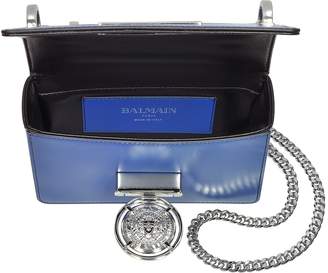 Balmain Electric Blue Smooth Leather Baby Box Flap Shoulder Bag