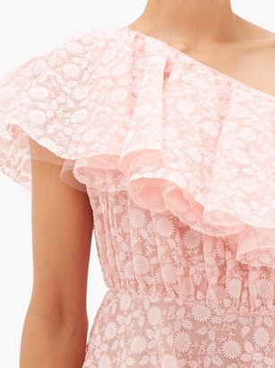 Giambattista Valli Sunflower-lace Ruffled One-shoulder Dress - Light Pink