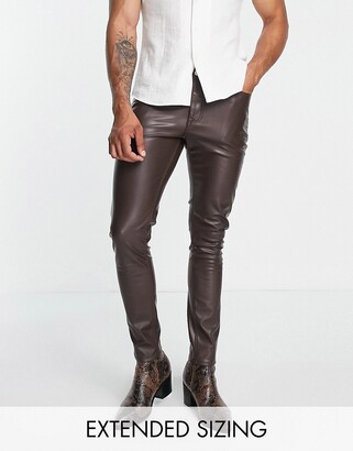 ASOS DESIGN skinny jeans in brown leather look - ShopStyle