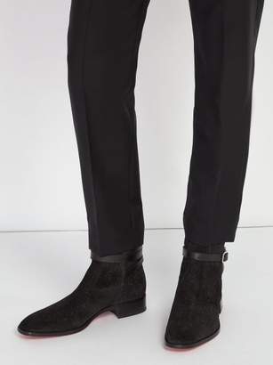 Christian Louboutin Kiko Glitter-leather Ankle Boots - Mens - Black