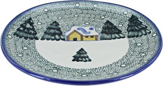 Blue Rose Pottery BlueRosePolishPotteryWinterForestDinnerPlate-Green