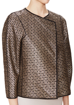Thumbnail for your product : Lafayette 148 New York Tiana Jacquard Open Front Jacket With Leather Trim