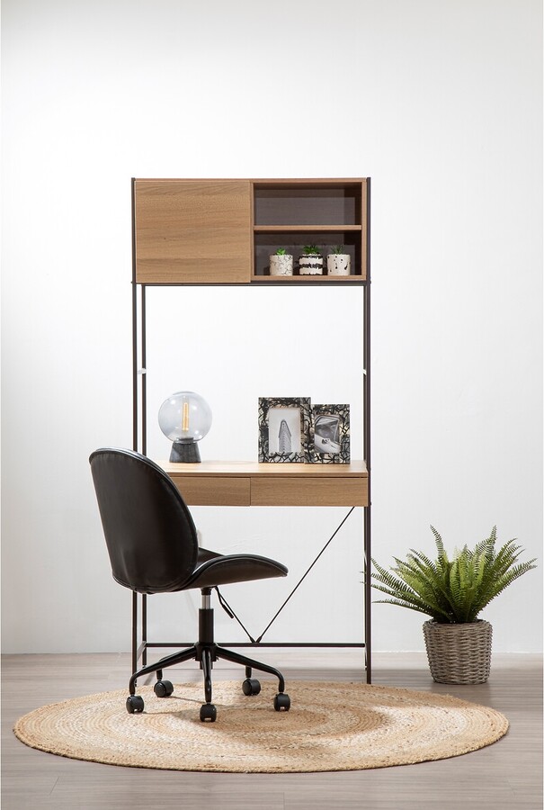 So'home Modular Shelf Desk Unit In Natural Oak Effect With Dark Brown