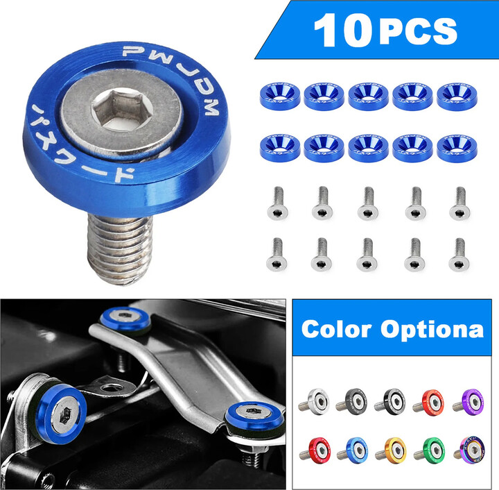 ando racing 10PCS Fasteners Fender Washer Bumper Engine Concave Car License Plate M6 Screws for BMW Honda Toyota Universal Car Styling