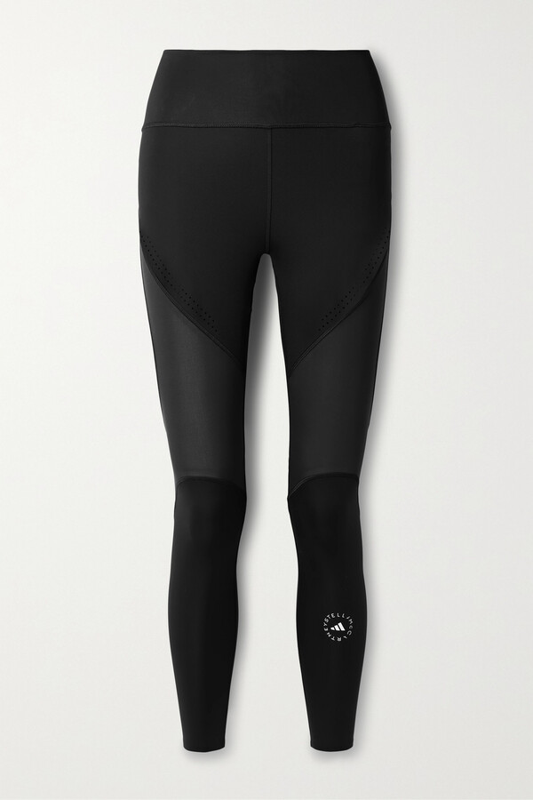 Adidas By Stella Mccartney Cropped Logo-print Stretch-jersey Leggings In  Black