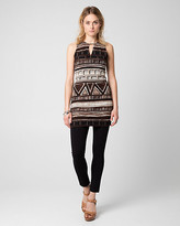 Thumbnail for your product : Le Château Printed Knit Crochet Crew Neck Tunic Top