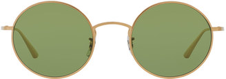 Oliver Peoples The Row After Midnight Round Sunglasses, Gold/Green