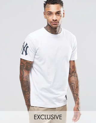 Majestic Yankees T-Shirt With Sleeve Logo Exclusive to ASOS