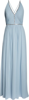 Jenny Packham Pleat Bodice Chiffon A-Line Gown