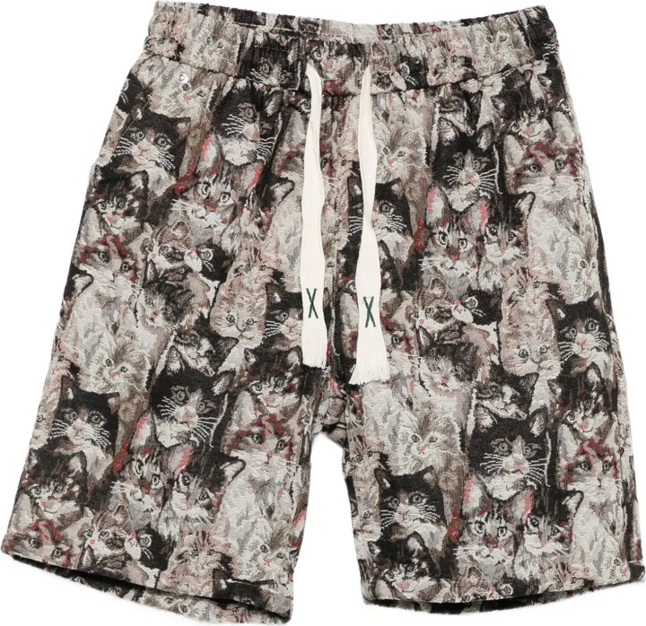Bless Cat-Print Shorts